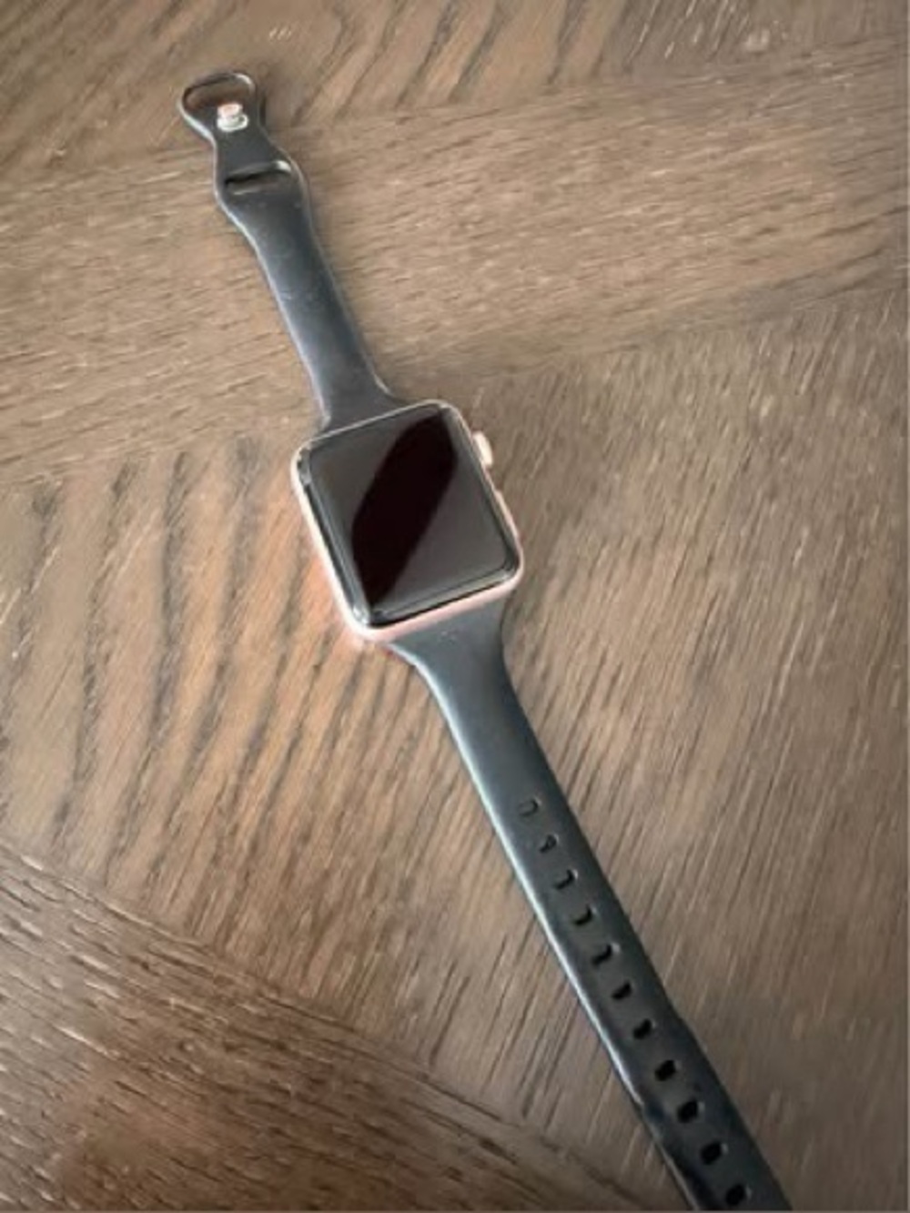 Apple Watch with Black Band and Rose Gold Case